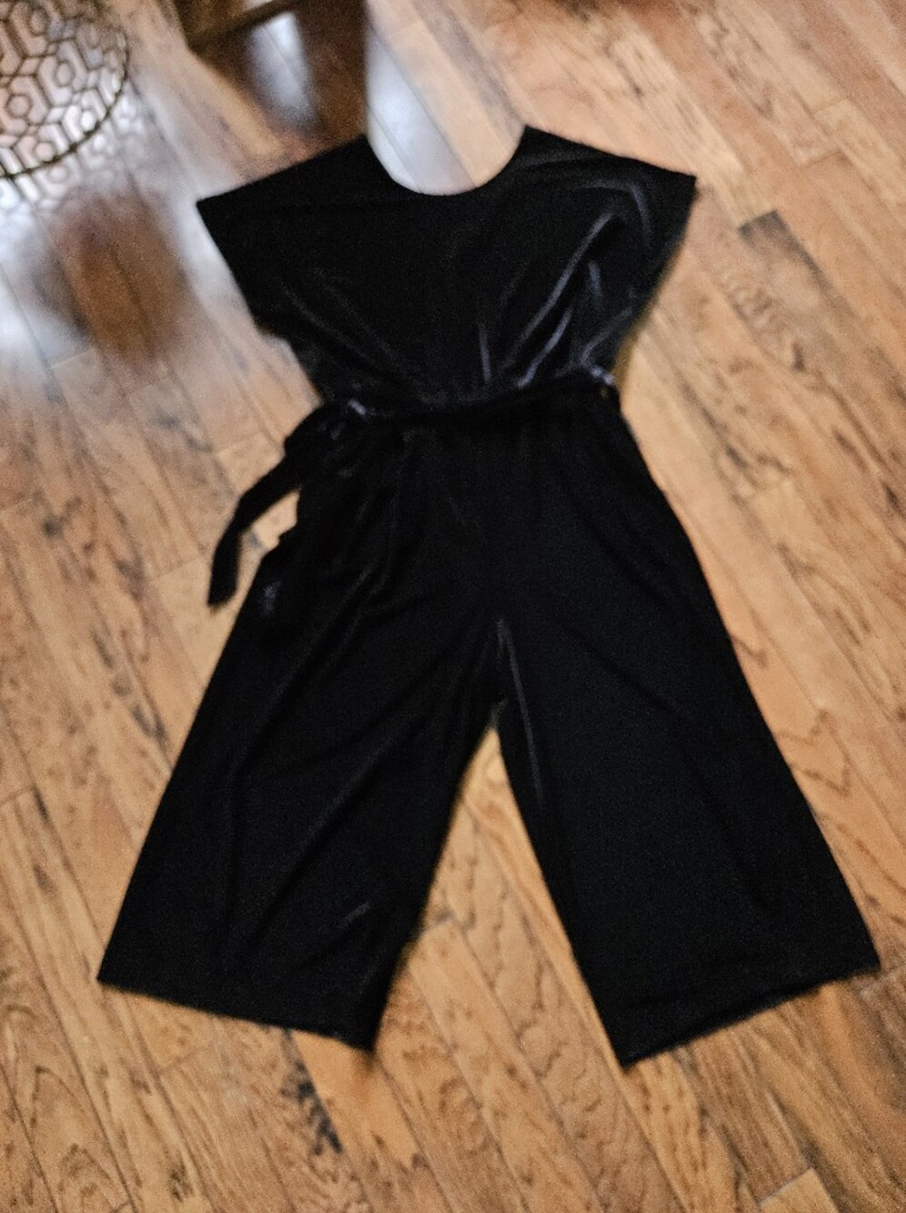 Black Velvet Wide-Leg Jumpsuit - Picture 7 of 7